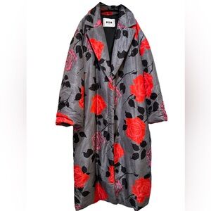 MSGM Milano Floral Print Puffer Coat Jacket Long Oversized Made in Italy NWOT